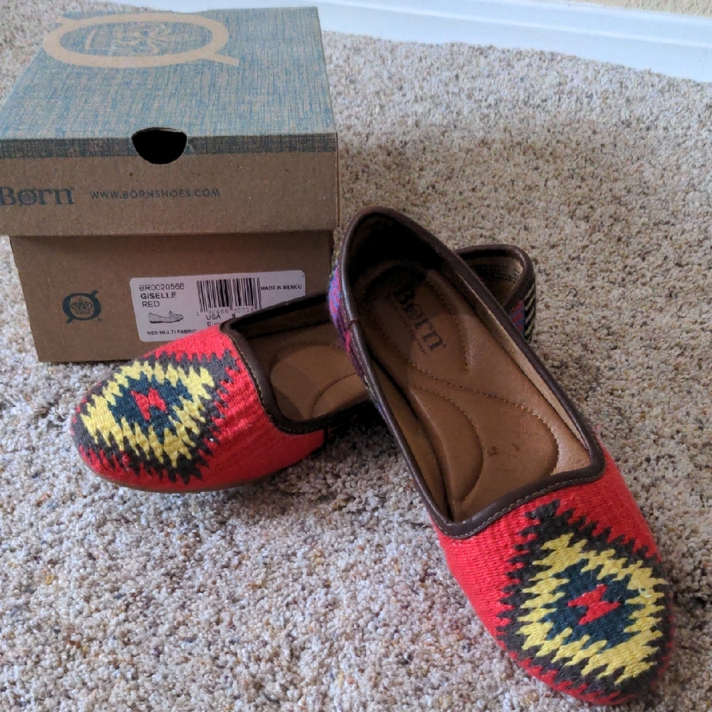 Born Red and Yellow Patterned Flats